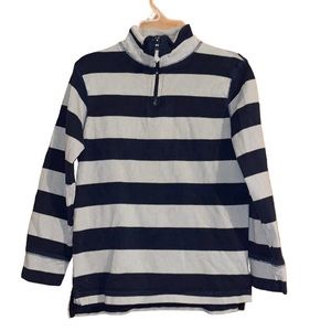 •CHILDRENS PLACE•GRAY/NAVY STRIPED 1/4 ZIP PULLOVER SWEATER SIZE 7/8